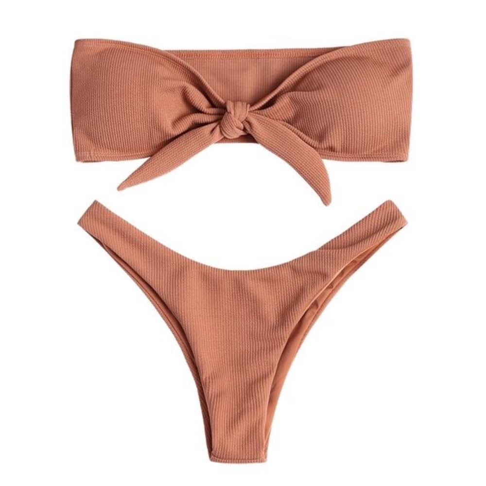 Luxee Ville Sasha Ribbed Bandeau Bikini Set - Picture 1 of 3